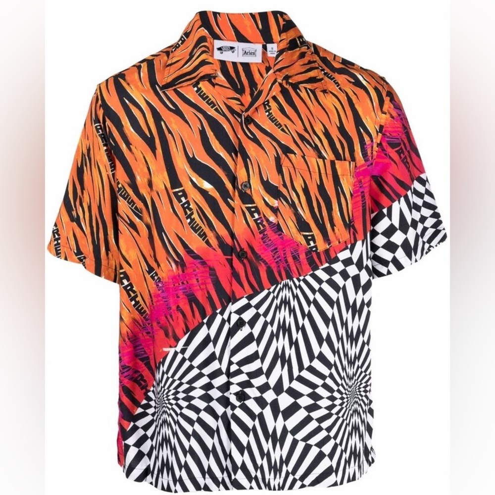 NWT VANS VAULT X ARIES SHIRT DISTORTED CHECK SZ XS Button Up Men's Casual Shirt
